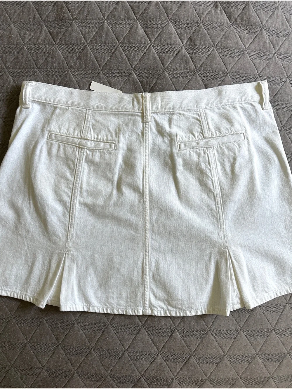 Madewell White Cotton Denim Pleated A-Line Mini Skirt NWT Size 33